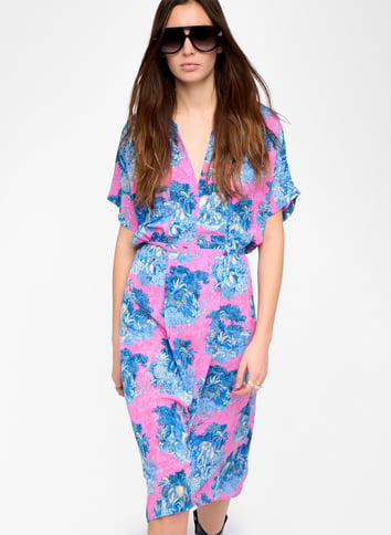 Robe midi manches courtes imprimée ZADIG&VOLTAIRE Rose